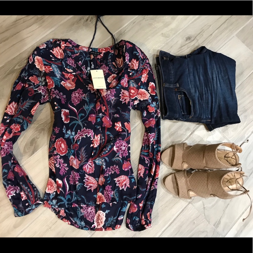 NWT LUCKY BRAND vintage floral print long sleeve